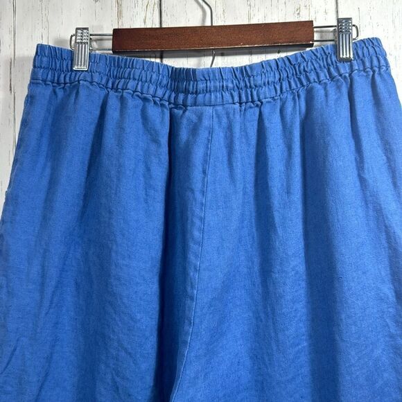 Soft Surroundings  Linen Elastic Waist Pockets Beachy Coastal Blue Pull On Pants - Picture 10 of 13
